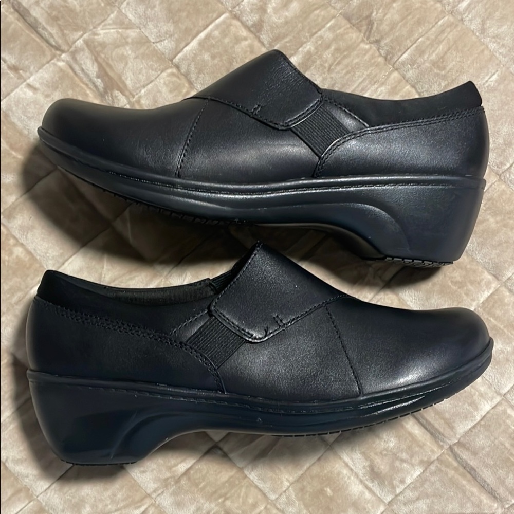 Clark’s Slip Resistant Black Slip-On comfort Shoes